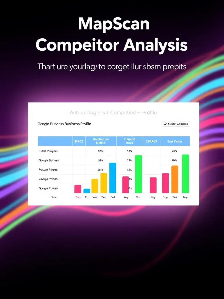 A visual representation of MapScan's competitor analysis tool, showing a comparison chart of key metrics between the user's GBP and their competitors.