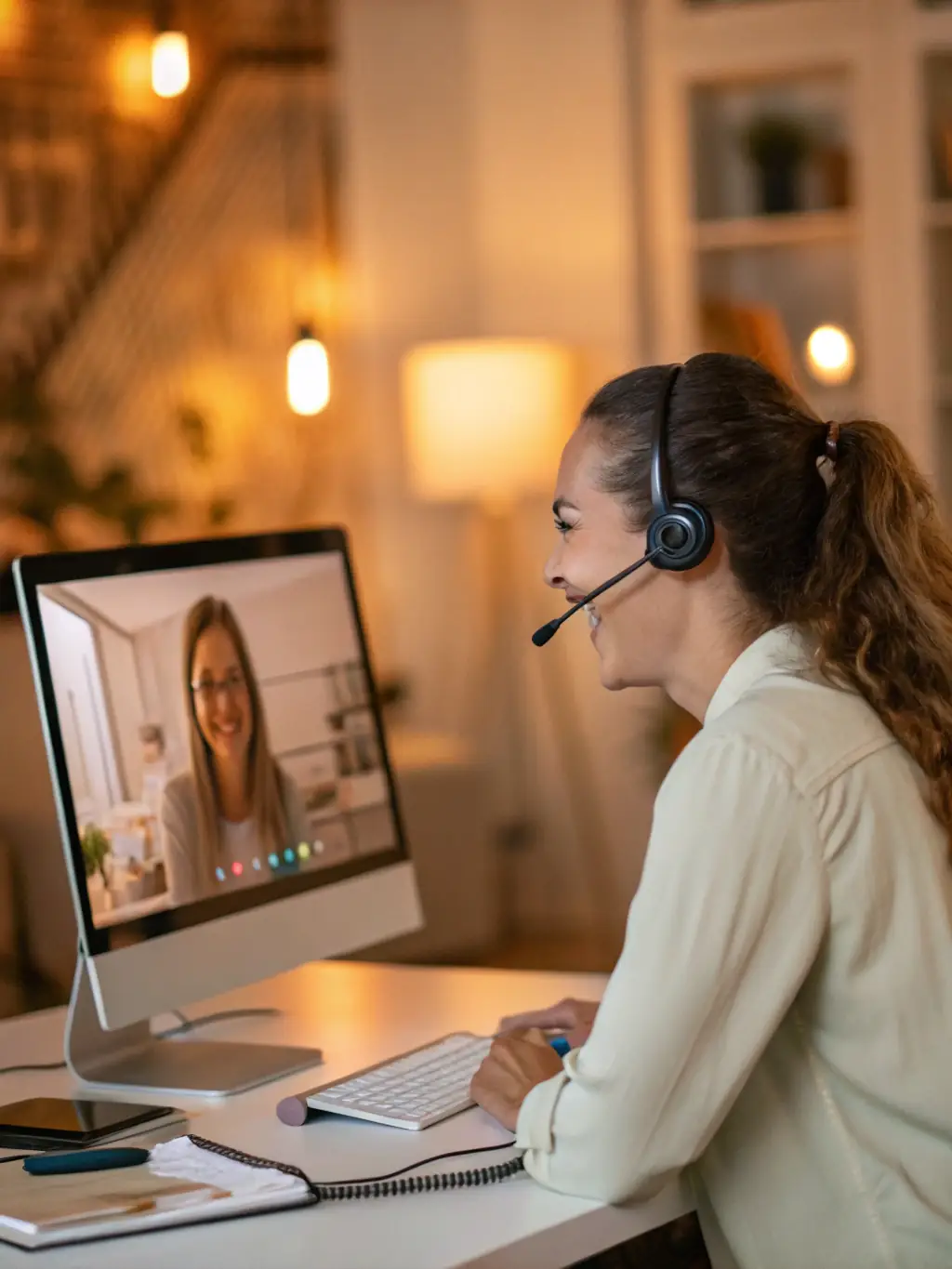 A friendly support agent assisting a partner, emphasizing the dedicated support provided by MapScan.